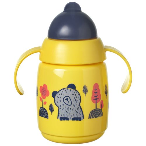 Tommee Tippee itatópohár - Superstar Training Straw Cup szívószálas 300ml 6hó sárga baba kulacs