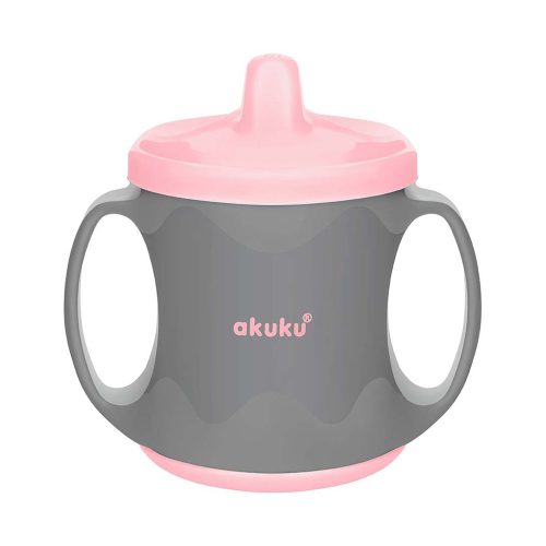 Akuku itatópohár csőrös 200ml  szürke-pink baba pohár